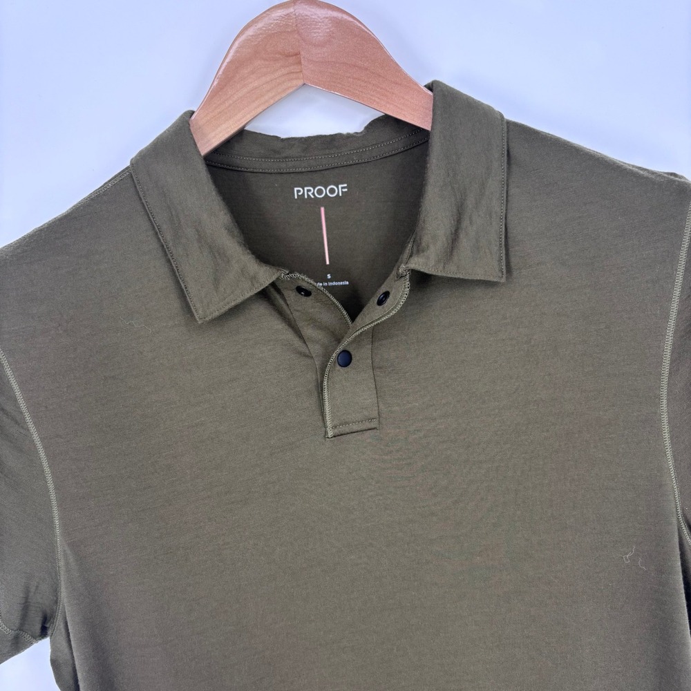 Proof 72-Hour Merino Polo Mens Small Olive Green Short Sleeve Performance Shirt
